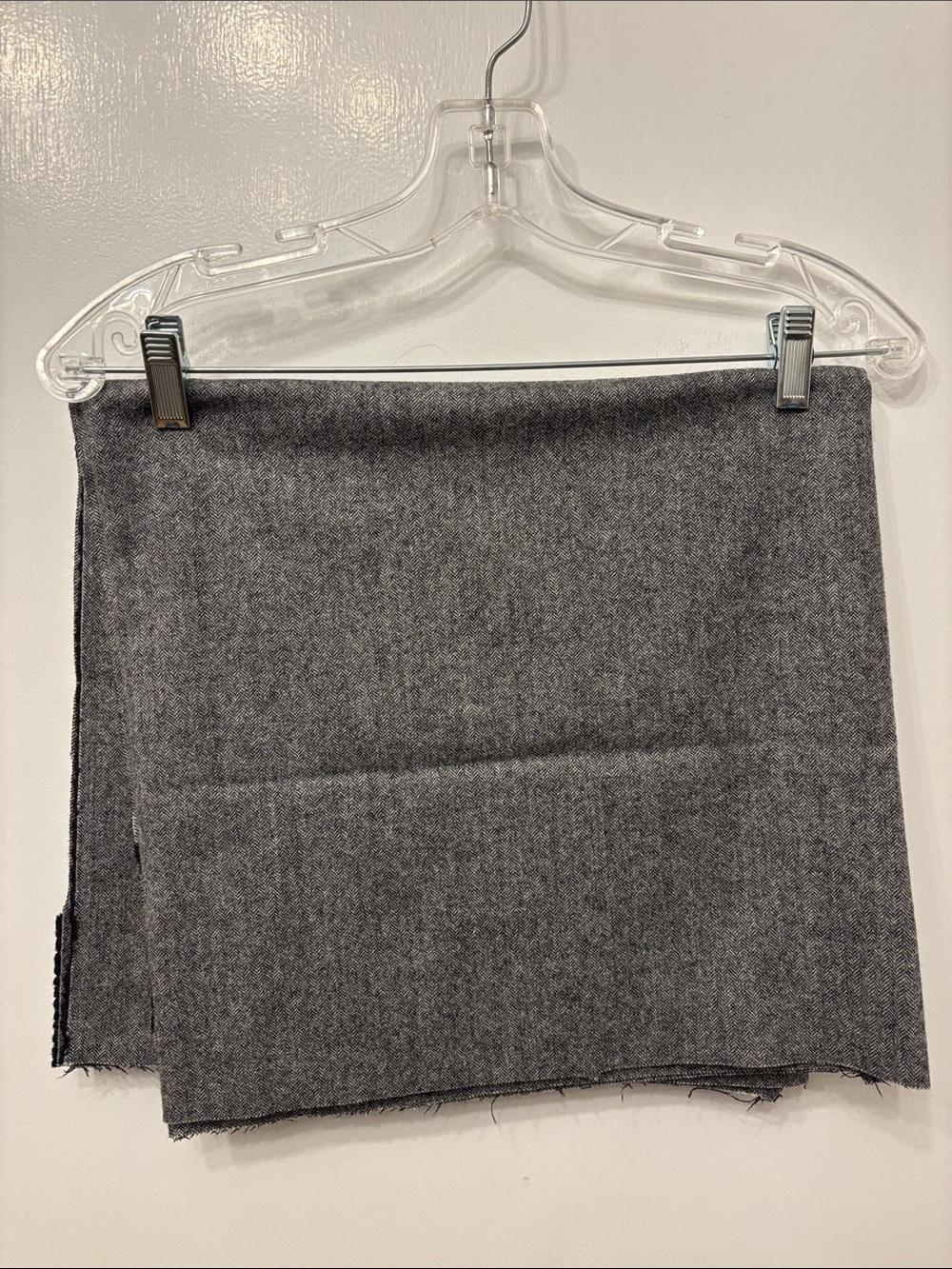 2 Pieces Gray Herringbone Wool Fabric - 60 x 30 inches
